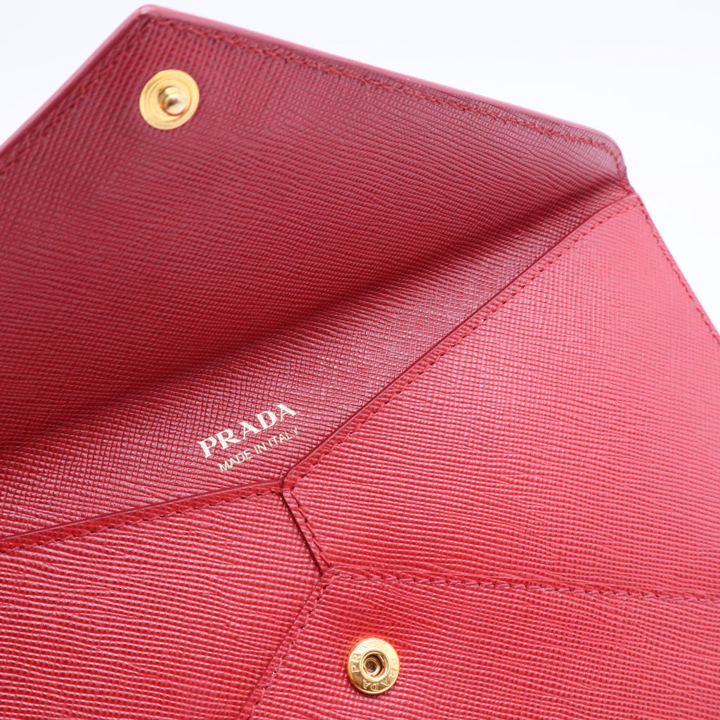 Red Saffiano Leather Envelope Wristlet Clutch W11315