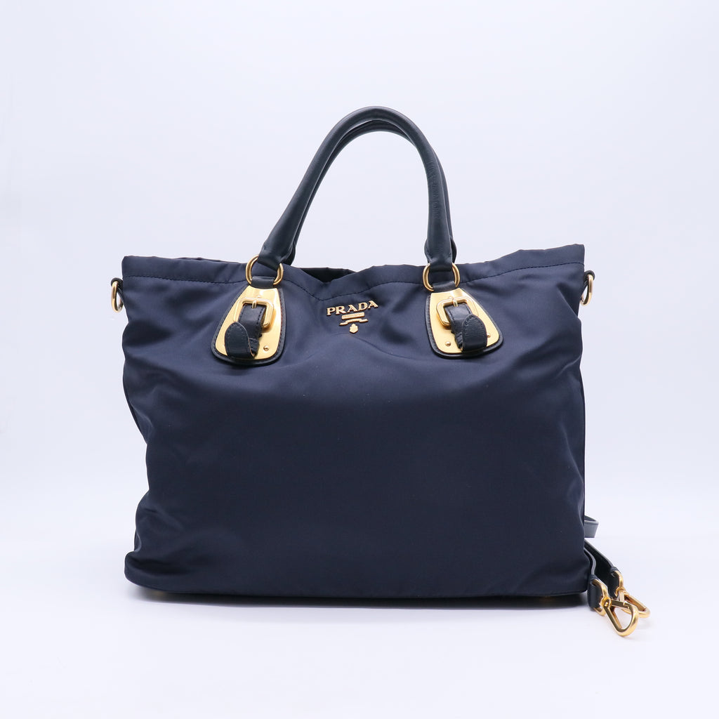Prada Navy Blue Tessuto Nylon Shopper Tote b20843