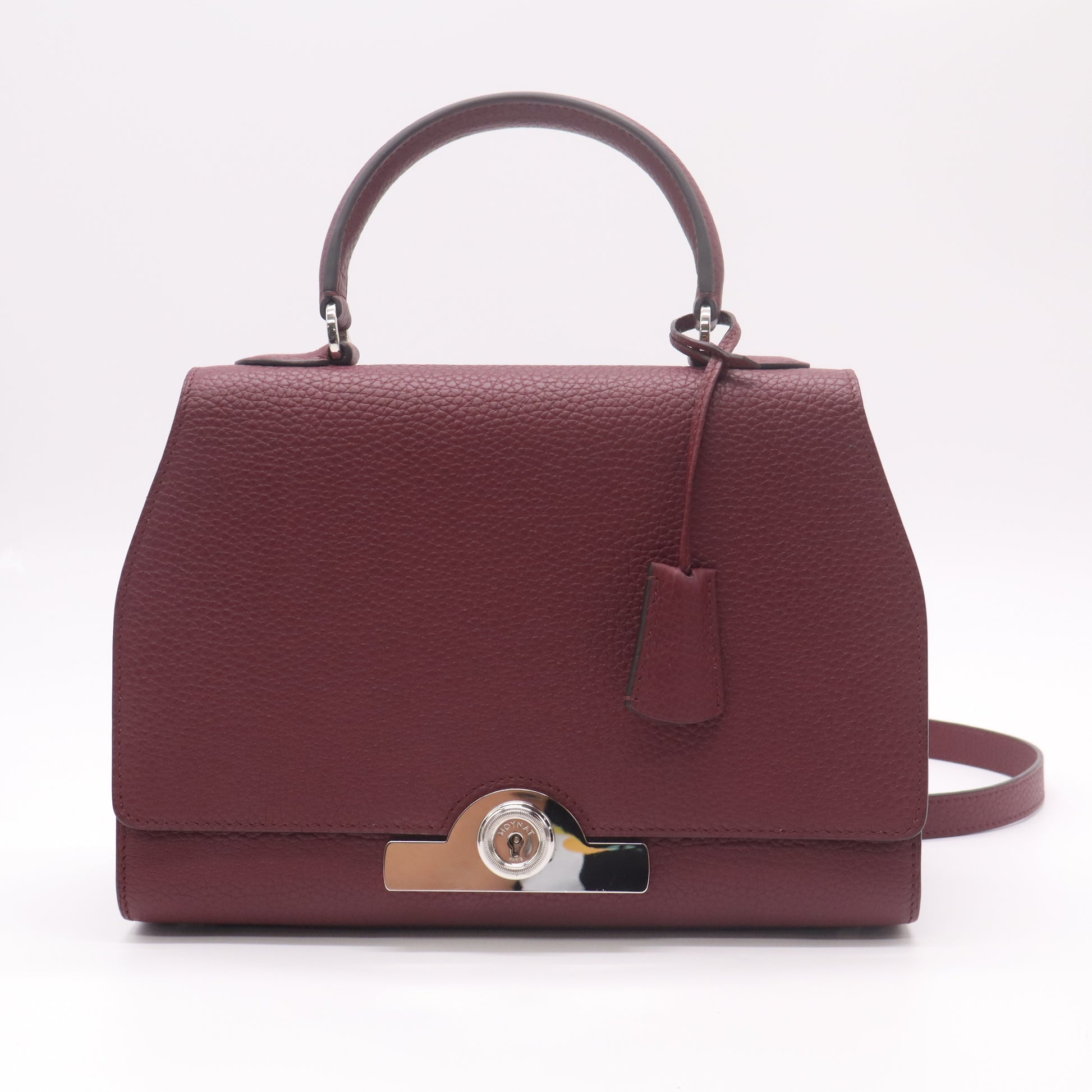 Moynat Réjane PM Bag in Bordeaux Taurillon Grained Leather B22722
