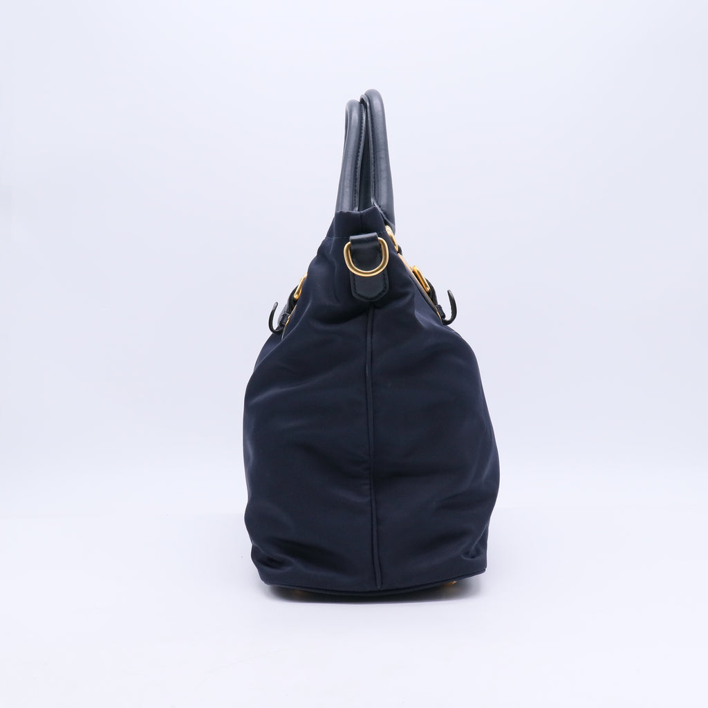 Prada Navy Blue Tessuto Nylon Shopper Tote b20843