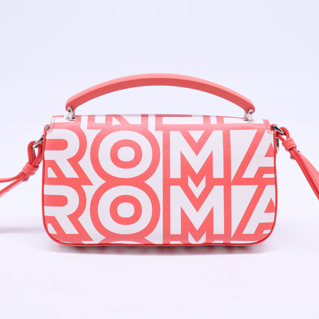 Fendi X MARC JACOBS Vitello Seta Logo Print Baguette Glow Coral White