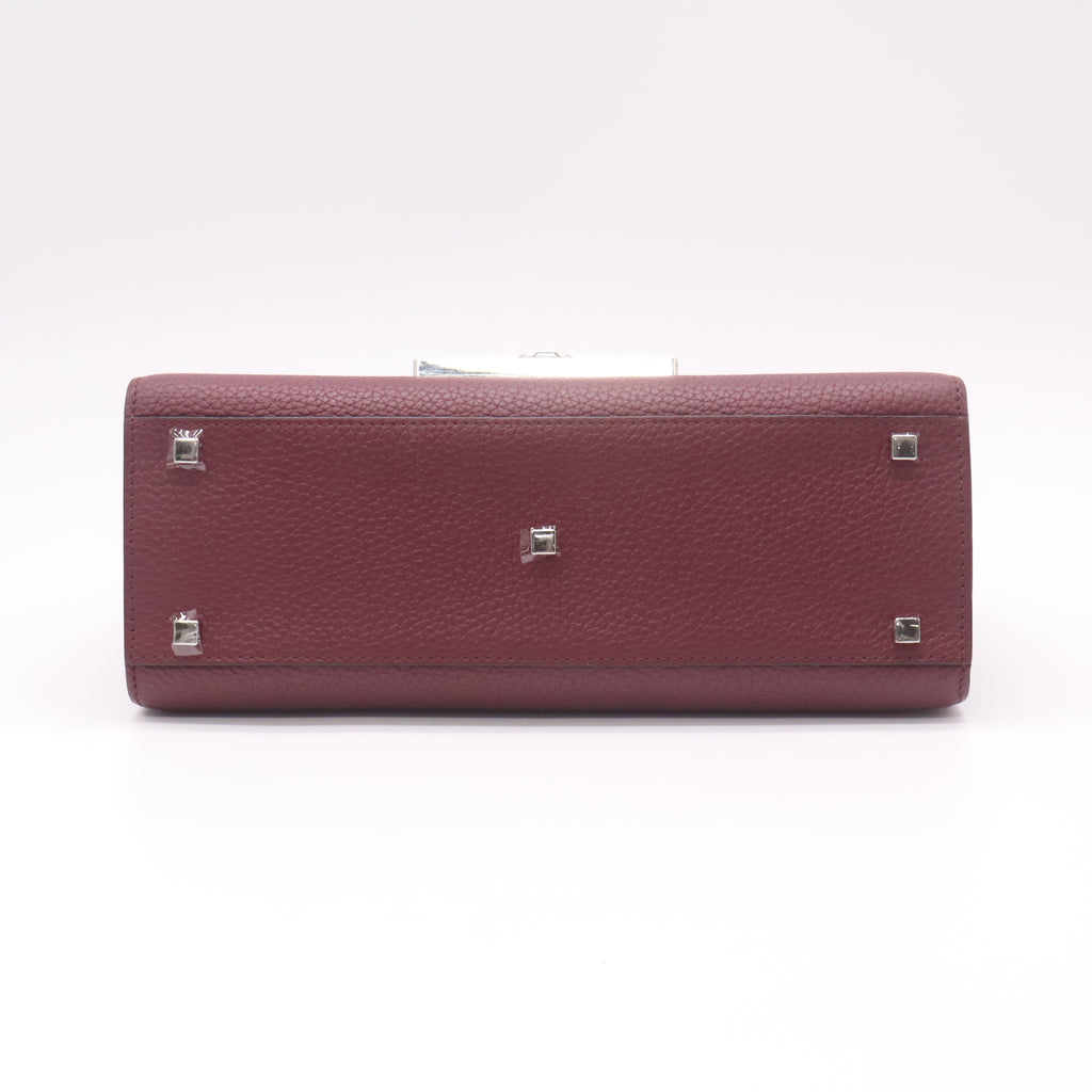 Moynat Réjane PM Bag in Bordeaux Taurillon Grained Leather B22722