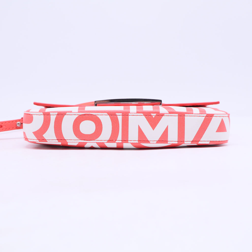 Fendi X MARC JACOBS Vitello Seta Logo Print Baguette Glow Coral White