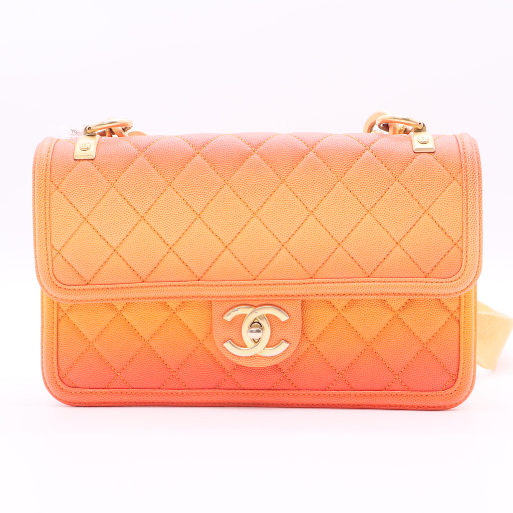 Sunset On The Sea Flap Bag Quilted Caviar Medium Twins
