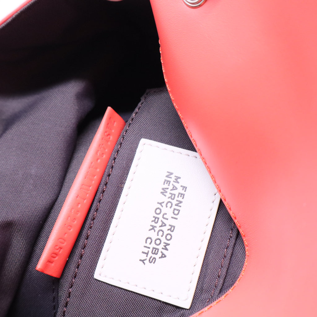 Fendi X MARC JACOBS Vitello Seta Logo Print Baguette Glow Coral White