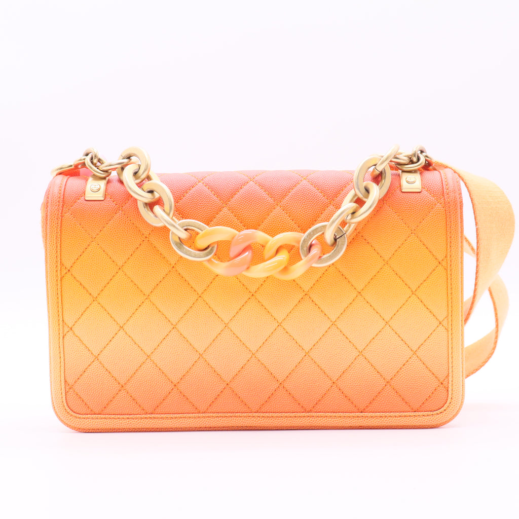 Sunset On The Sea Flap Bag Quilted Caviar Medium Twins