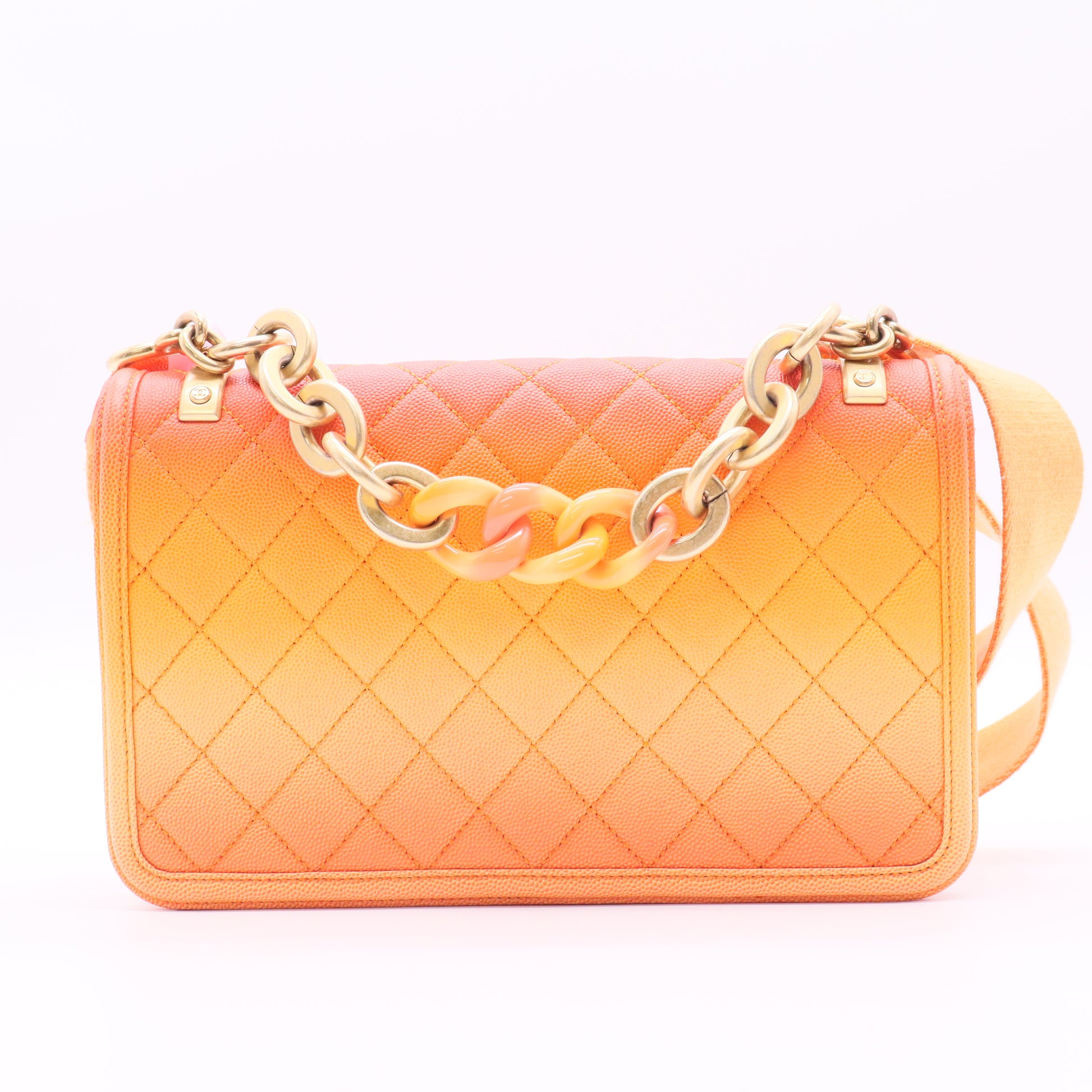 Sunset On The Sea Flap Bag Quilted Caviar Medium Twins
