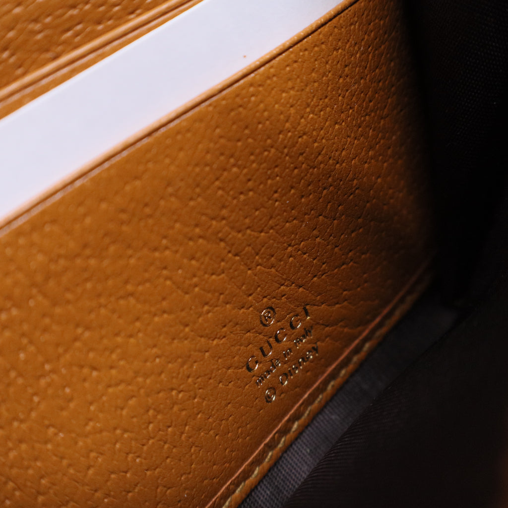 DISNEY Mini Vintage GG Supreme Monogram Mickey Mouse Continental Wallet Beige Vintage Sun Oil B20832