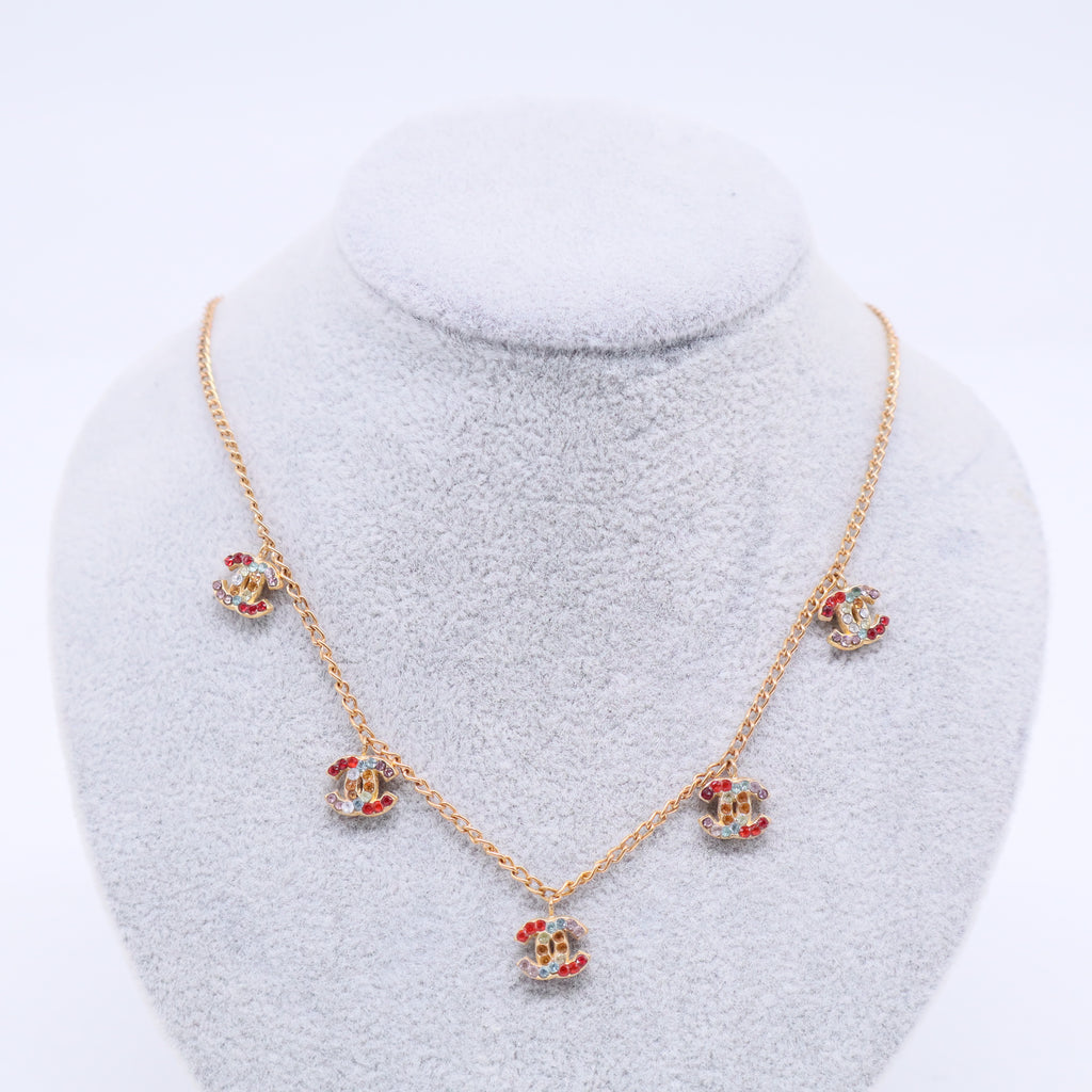 Chanel CC multi charm crystal necklace W20481