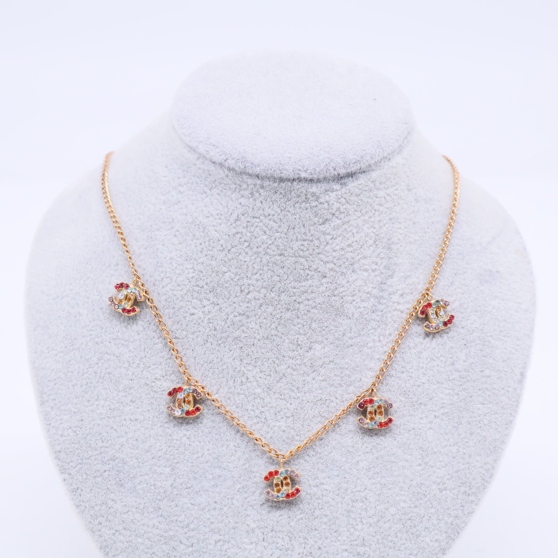 Chanel CC multi charm crystal necklace W20481