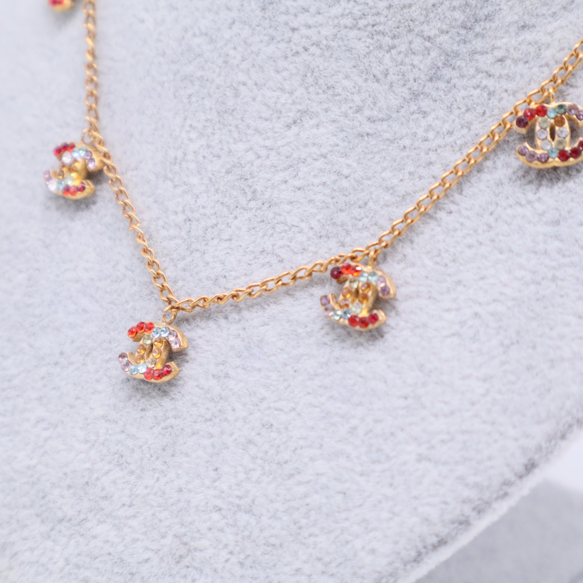 Chanel CC multi charm crystal necklace W20481
