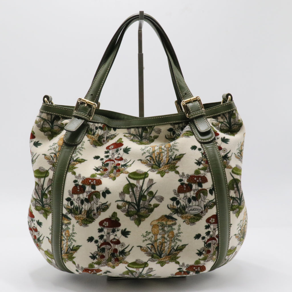 Borsa tote Gucci Flora Pelham bianca Bianco Verde