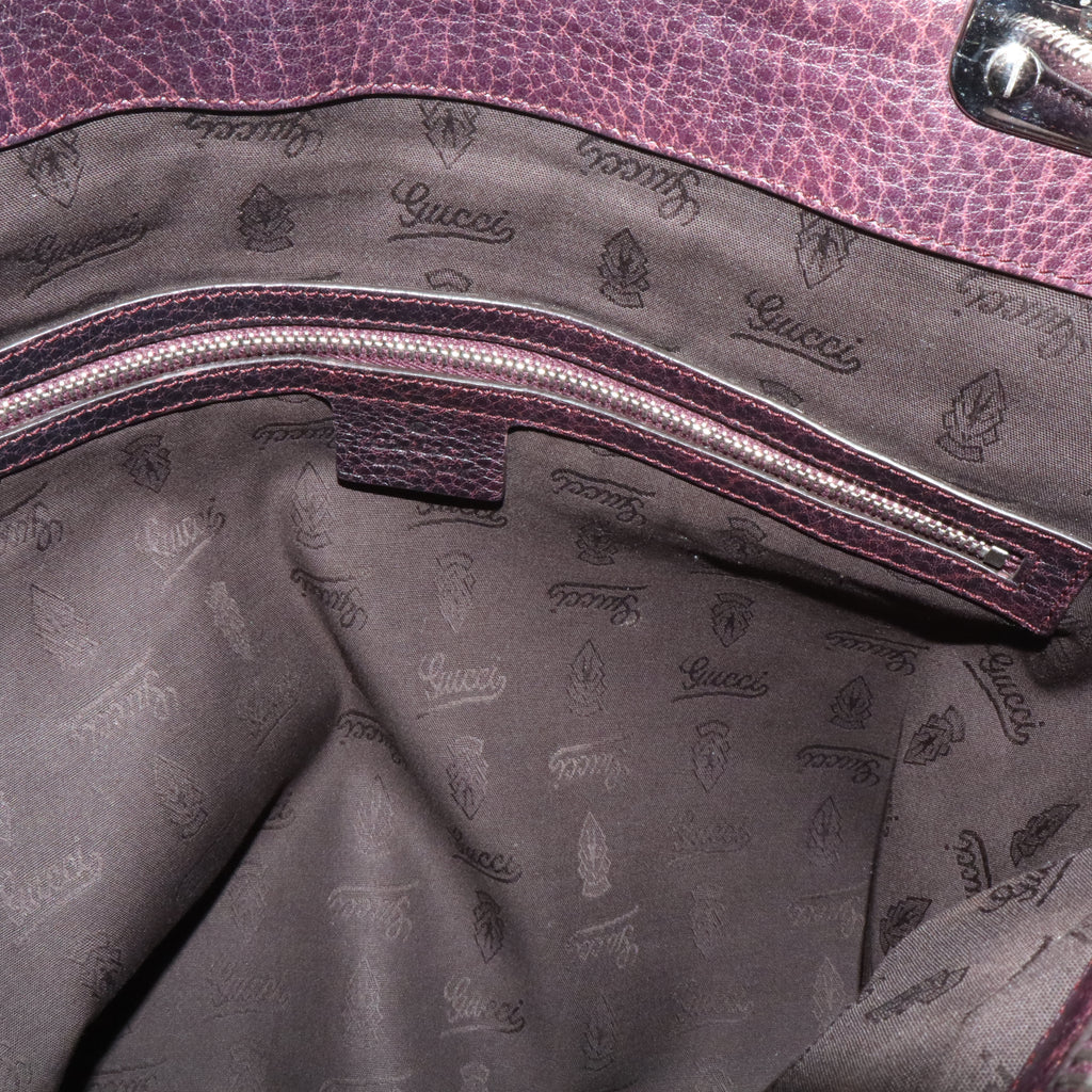 Brown Gucci GG Canvas Bamboo Libeccio Tote Bag Leather B21110