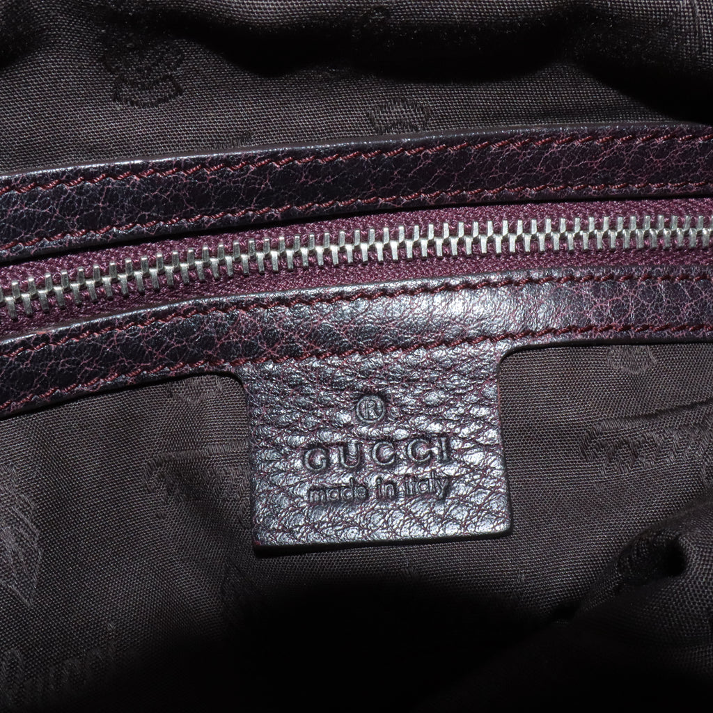 Brown Gucci GG Canvas Bamboo Libeccio Tote Bag Leather B21110