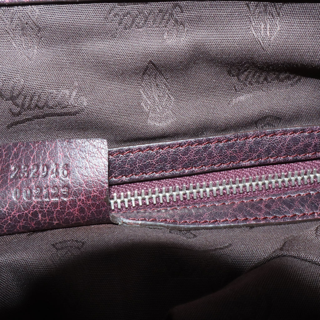 Brown Gucci GG Canvas Bamboo Libeccio Tote Bag Leather B21110