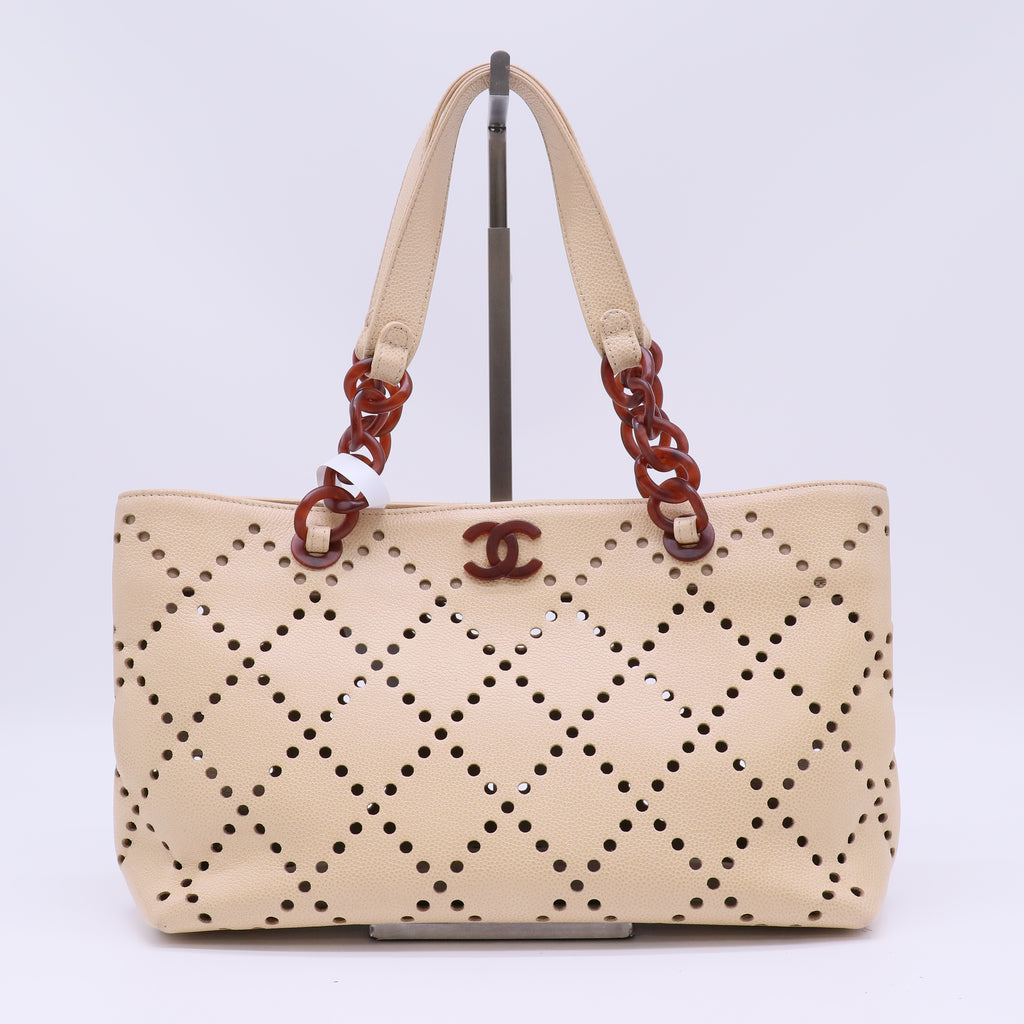 Chanel Perforated Caviar Bekko Chain Shopping Tote B23009