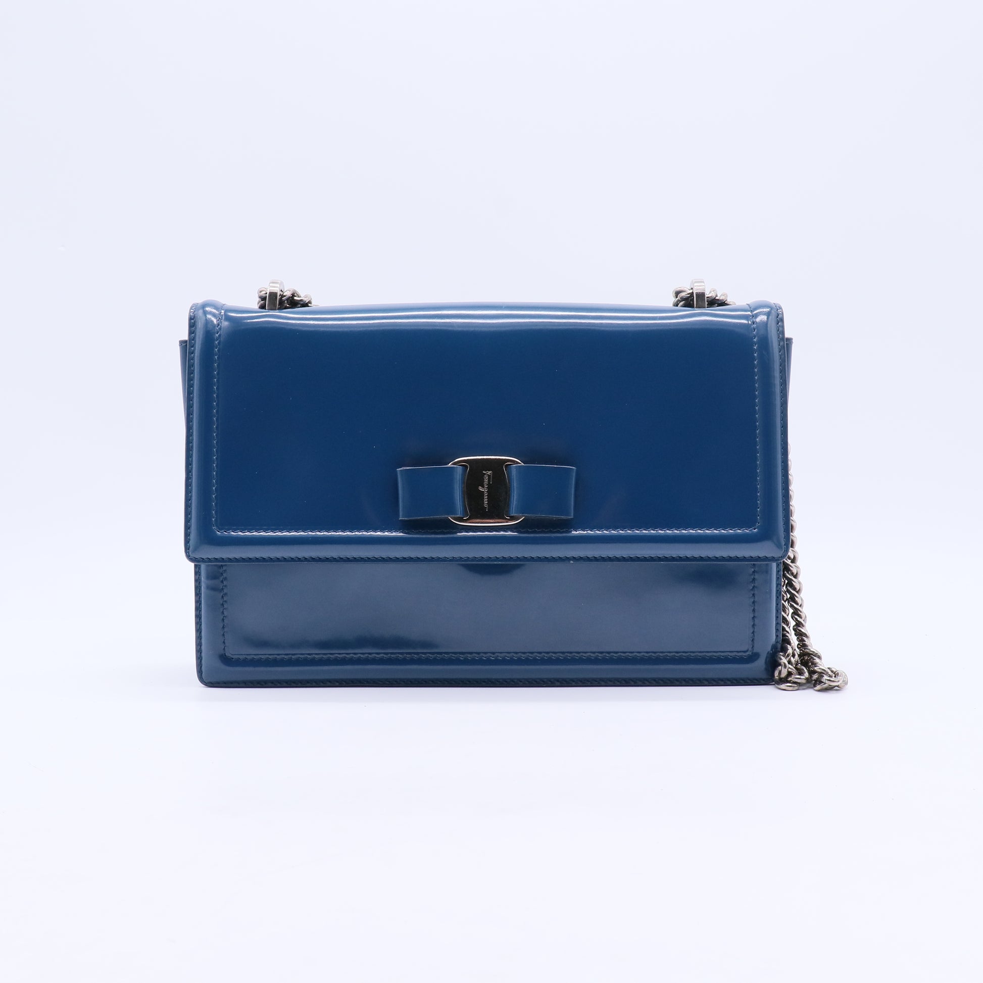 Printed Calfskin Ginny Shoulder Bag Ocean B21737