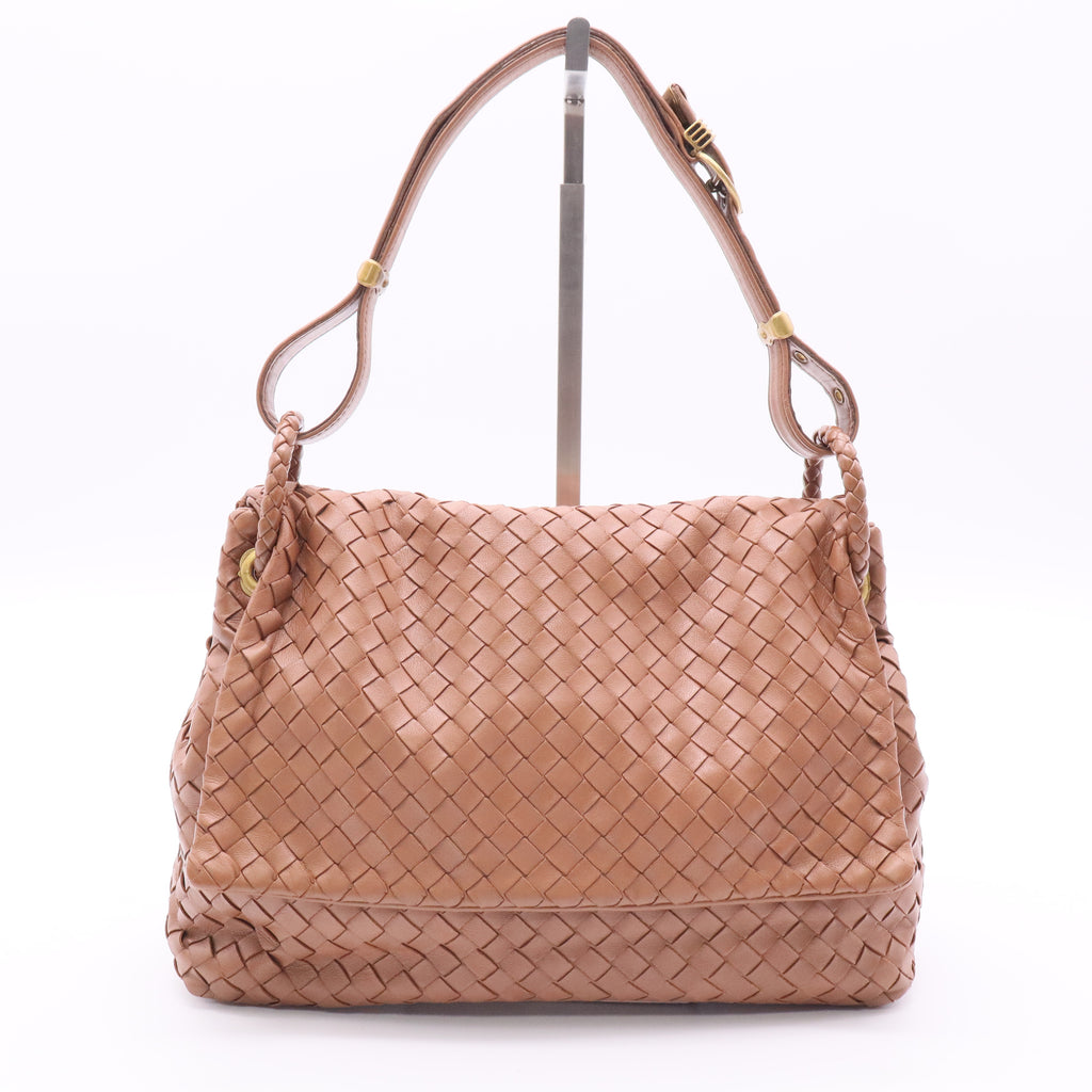 Nappa Intrecciato Flap Shoulder Bag Limo twins