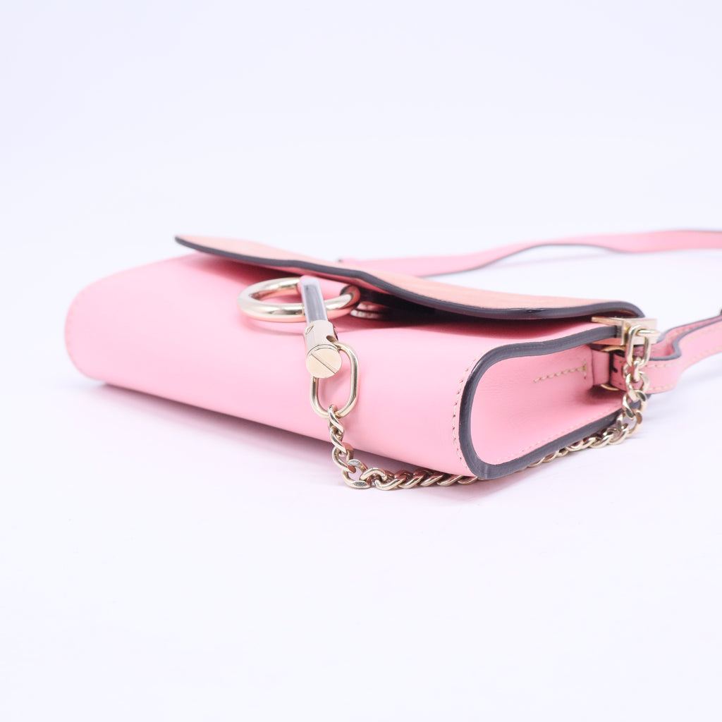 Pink Mini Calfskin and Suede Faye Chain Crossbody B20660
