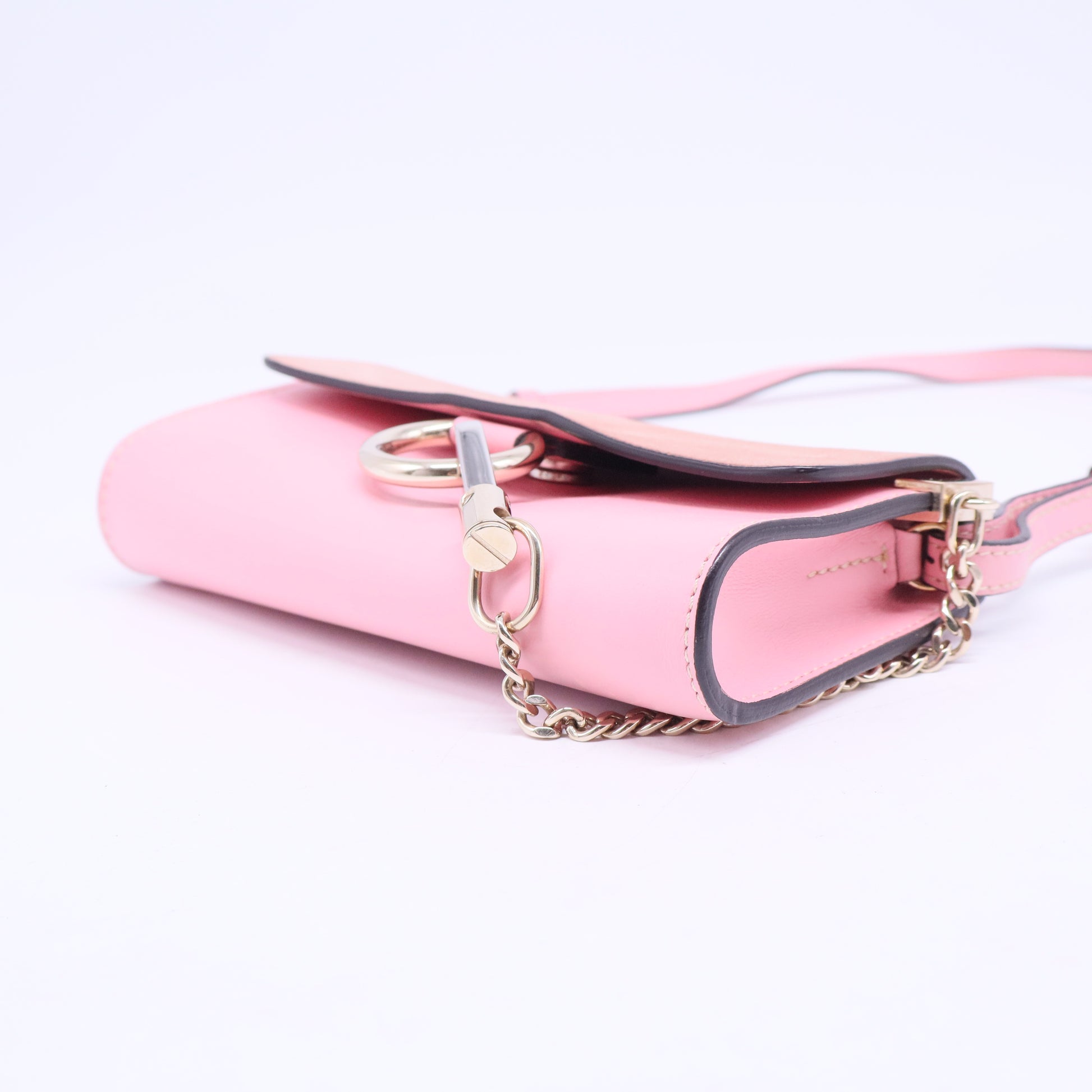 Pink Mini Calfskin and Suede Faye Chain Crossbody B20660