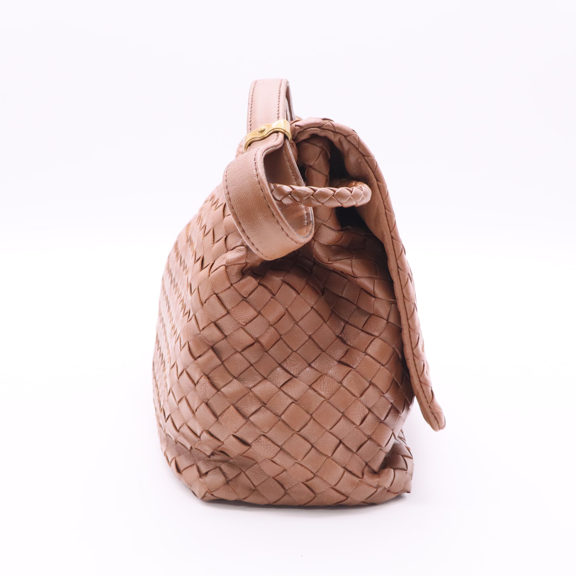 Nappa Intrecciato Flap Shoulder Bag Limo twins