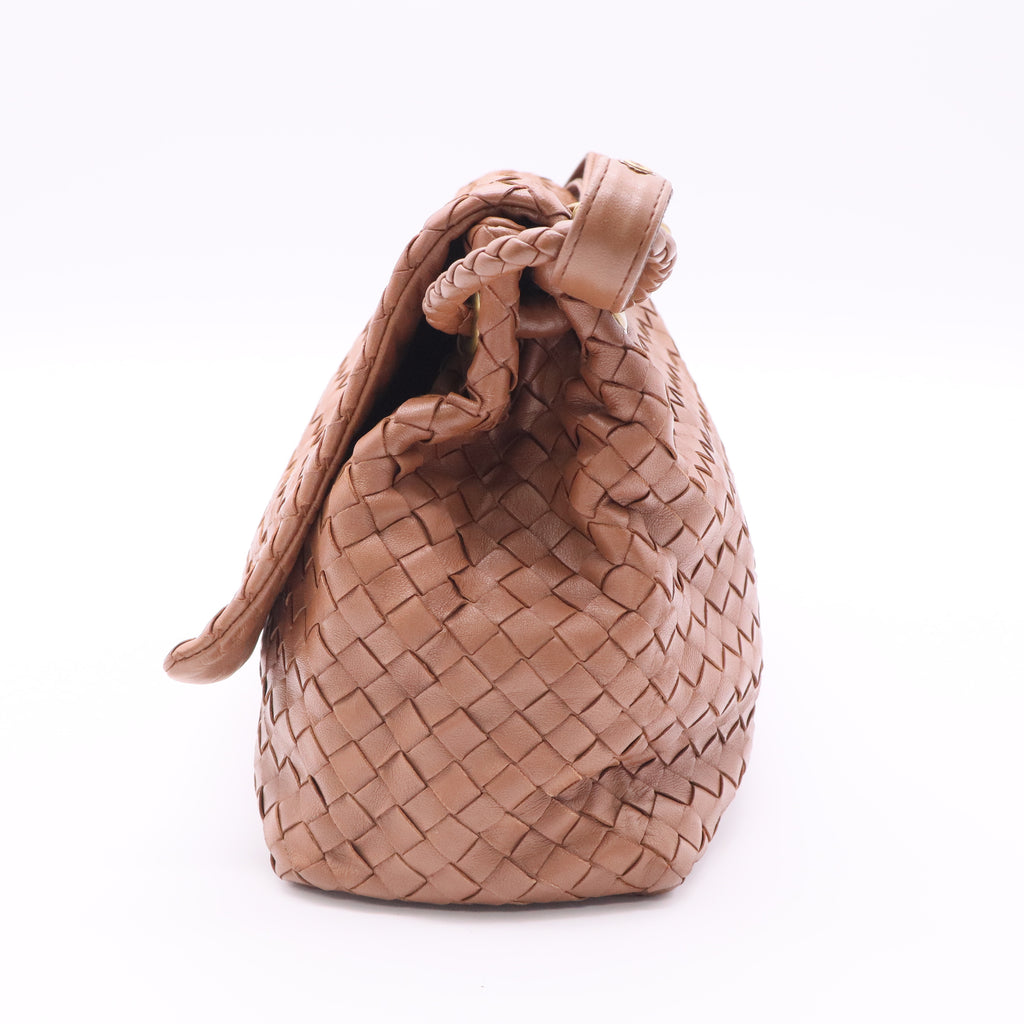 Nappa Intrecciato Flap Shoulder Bag Limo twins