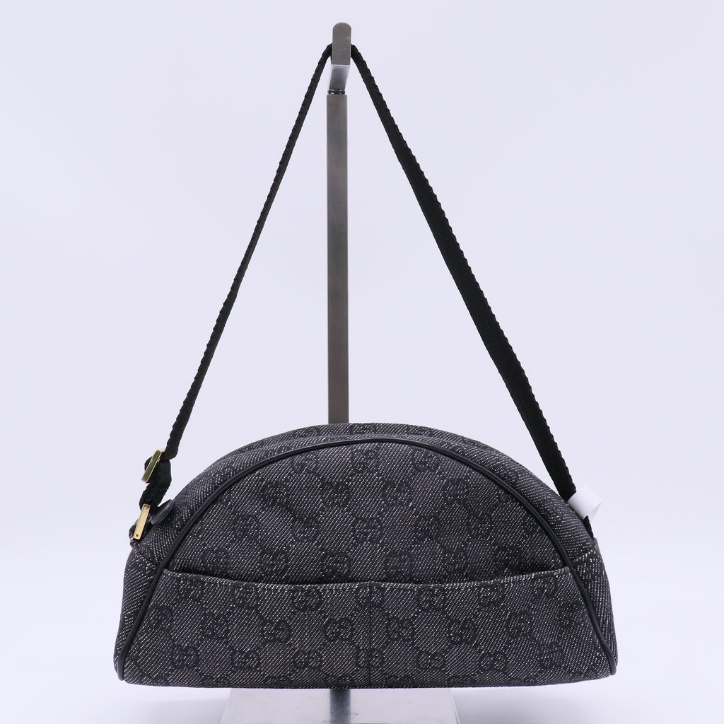 Gucci GG Denim Half Moon Pochette Shoulder Bag B22947