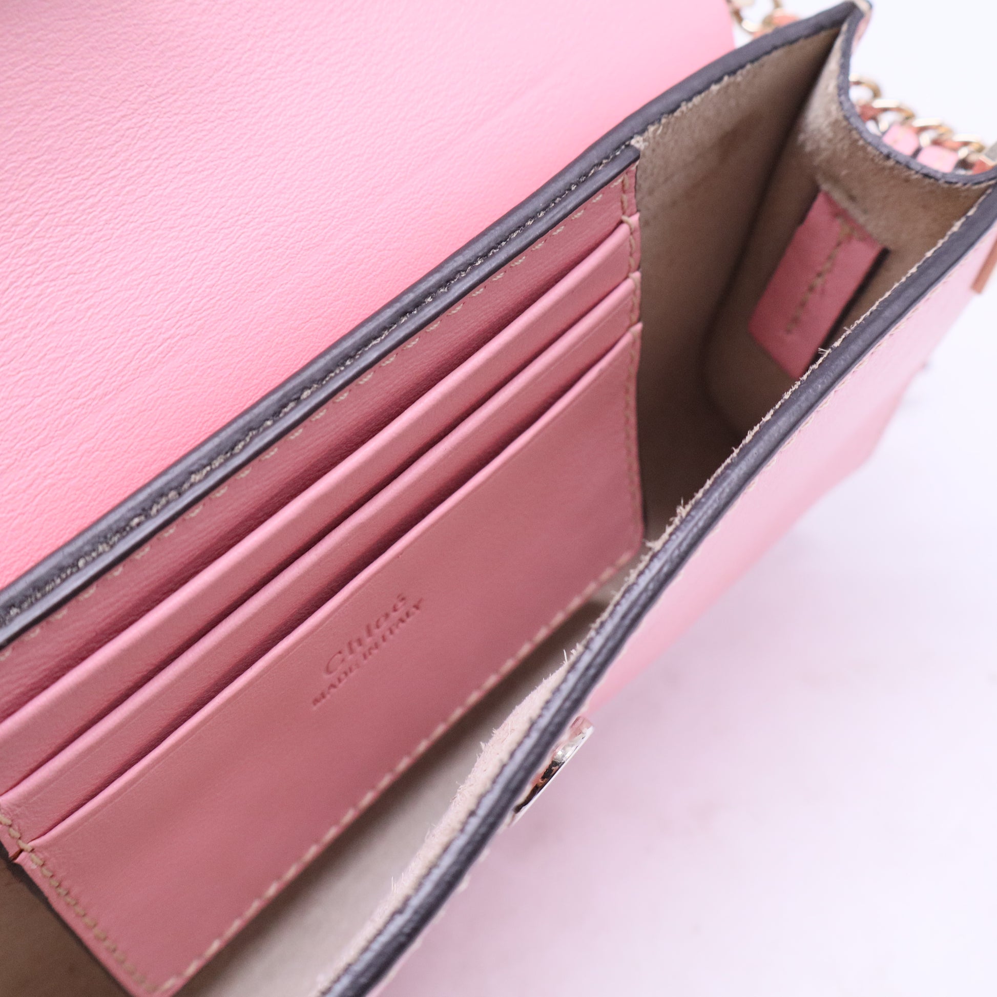 Pink Mini Calfskin and Suede Faye Chain Crossbody B20660