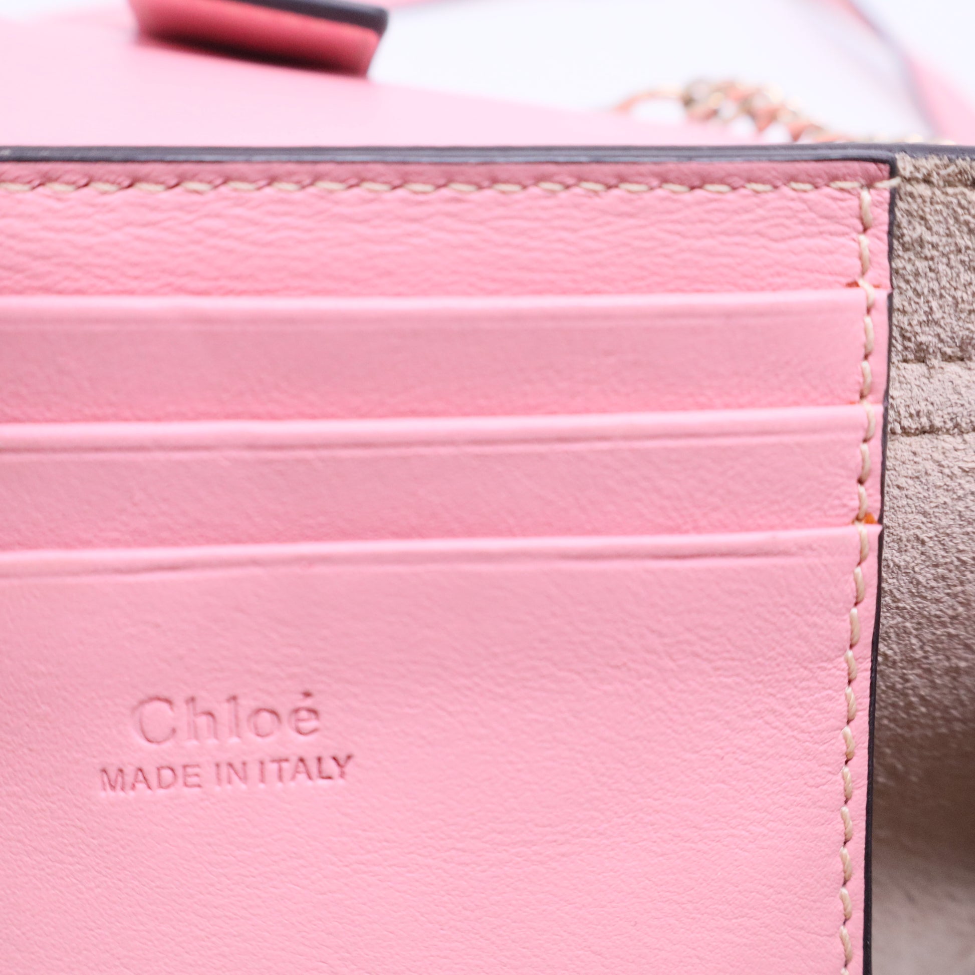 Pink Mini Calfskin and Suede Faye Chain Crossbody B20660