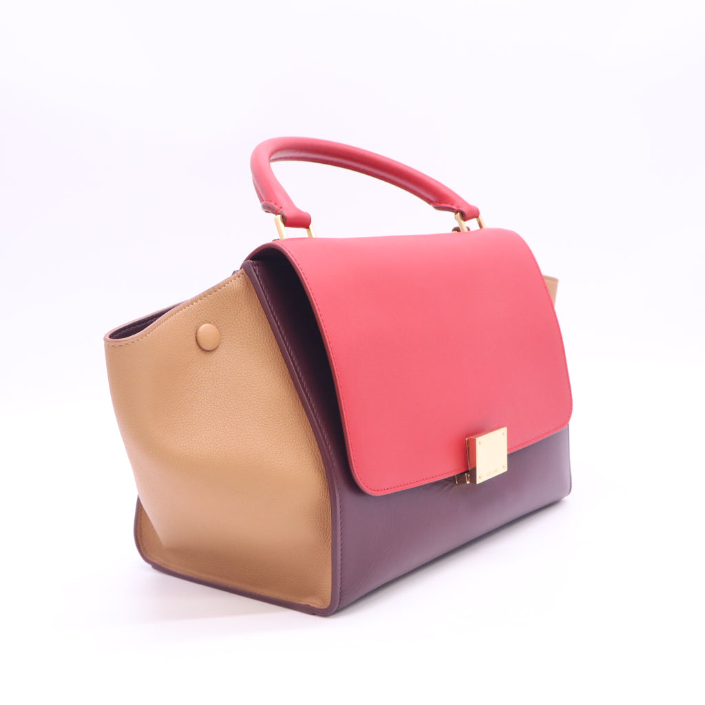 Satin Baby Grained Calfskin Small Tri-Color Trapeze Carmin B24212