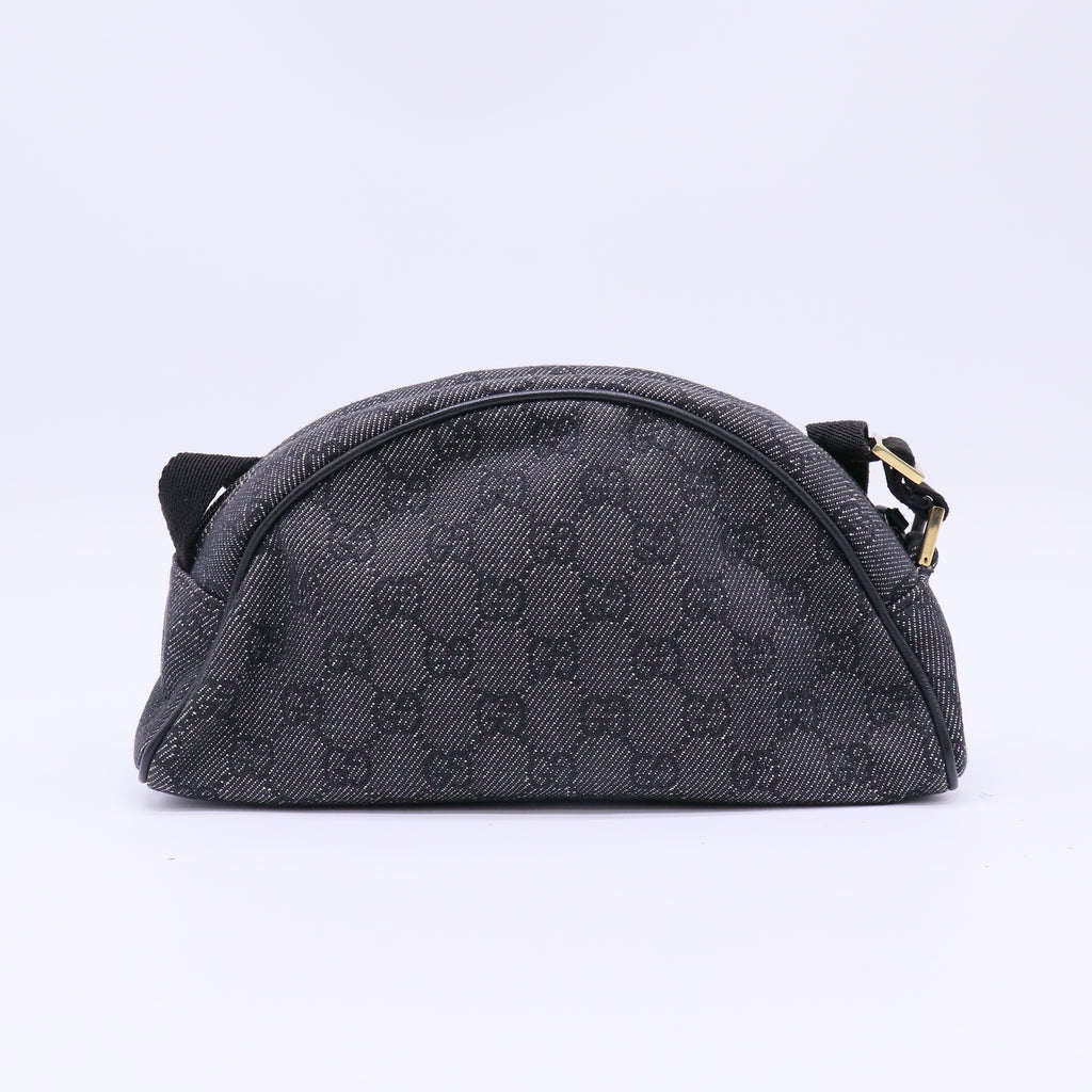 Gucci GG Denim Half Moon Pochette Shoulder Bag B22947