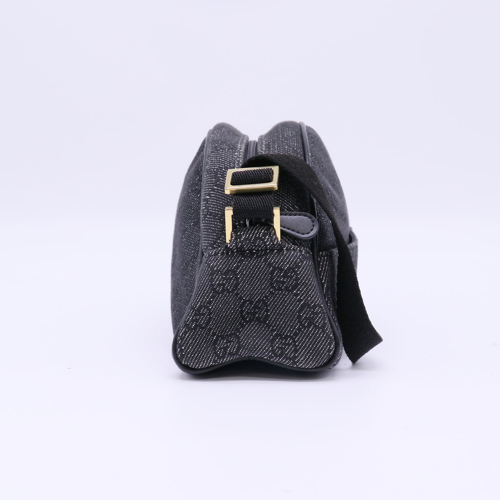 Gucci GG Denim Half Moon Pochette Shoulder Bag B22947
