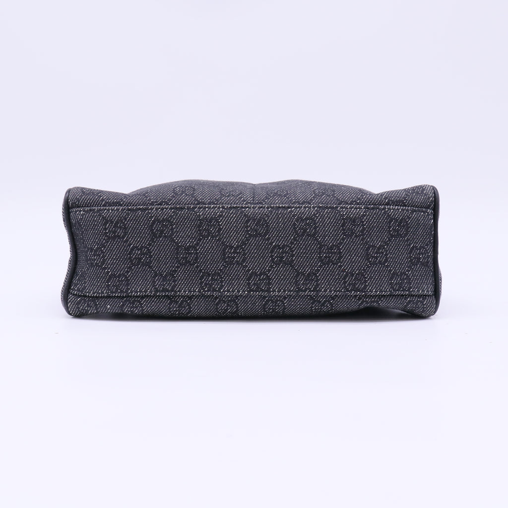 Gucci GG Denim Half Moon Pochette Shoulder Bag B22947