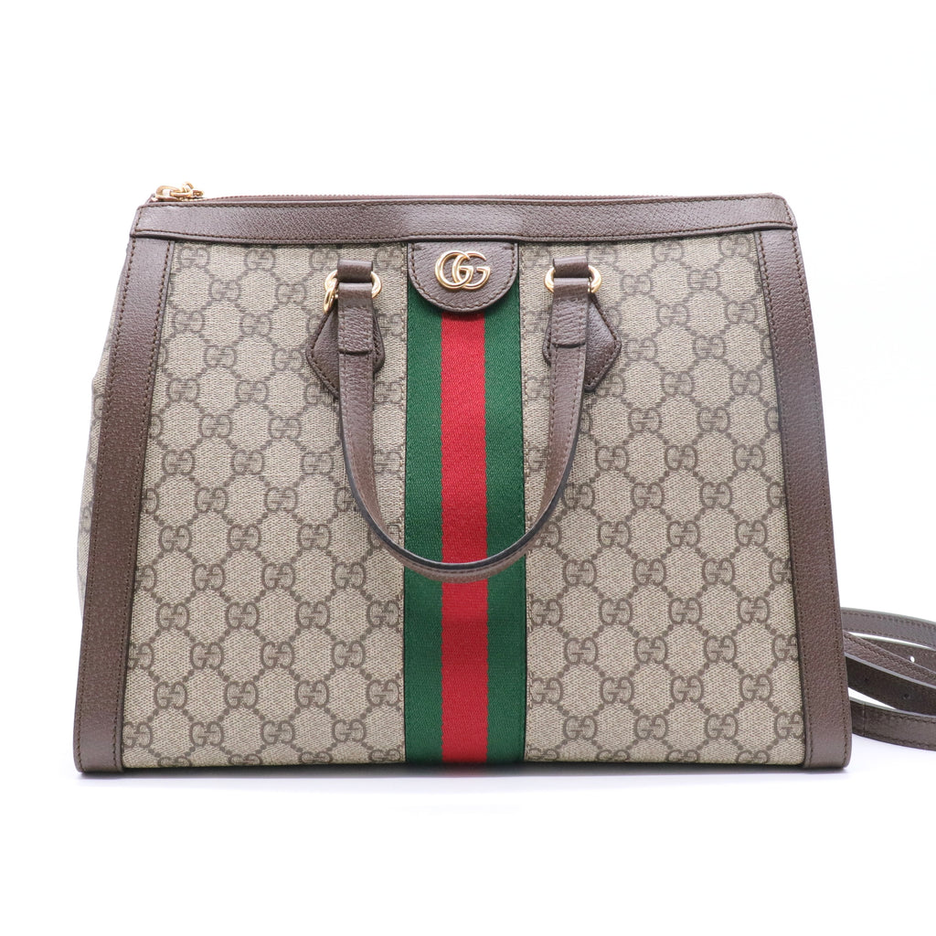 Beige GG Supreme Medium Ophidia Tote Bag Brown