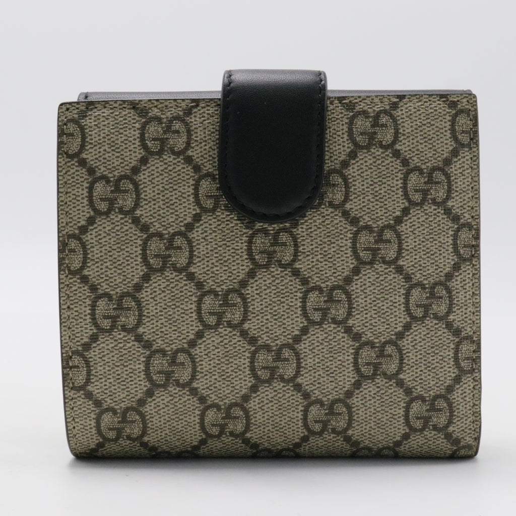 GG Supreme Monogram Pearl Studded French Wallet