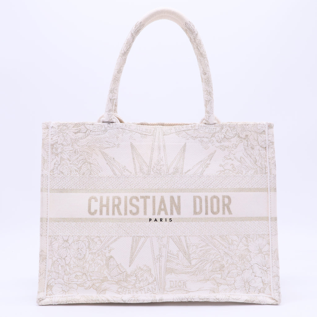 Medium Reve d'Infini Book Tote Bag, White Canvas B12410