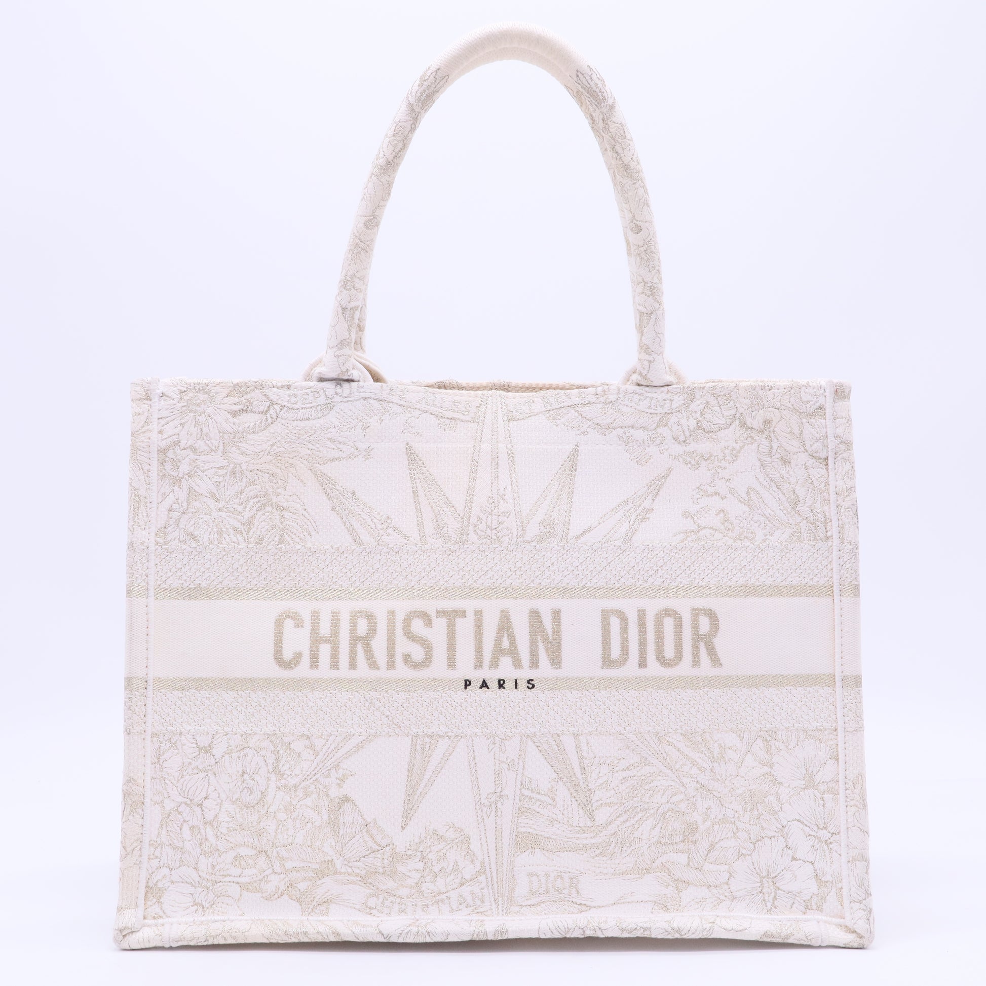 Medium Reve d'Infini Book Tote Bag, White Canvas B12410
