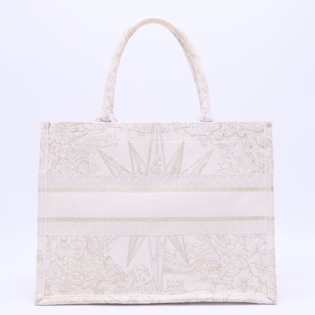 Medium Reve d'Infini Book Tote Bag, White Canvas B12410