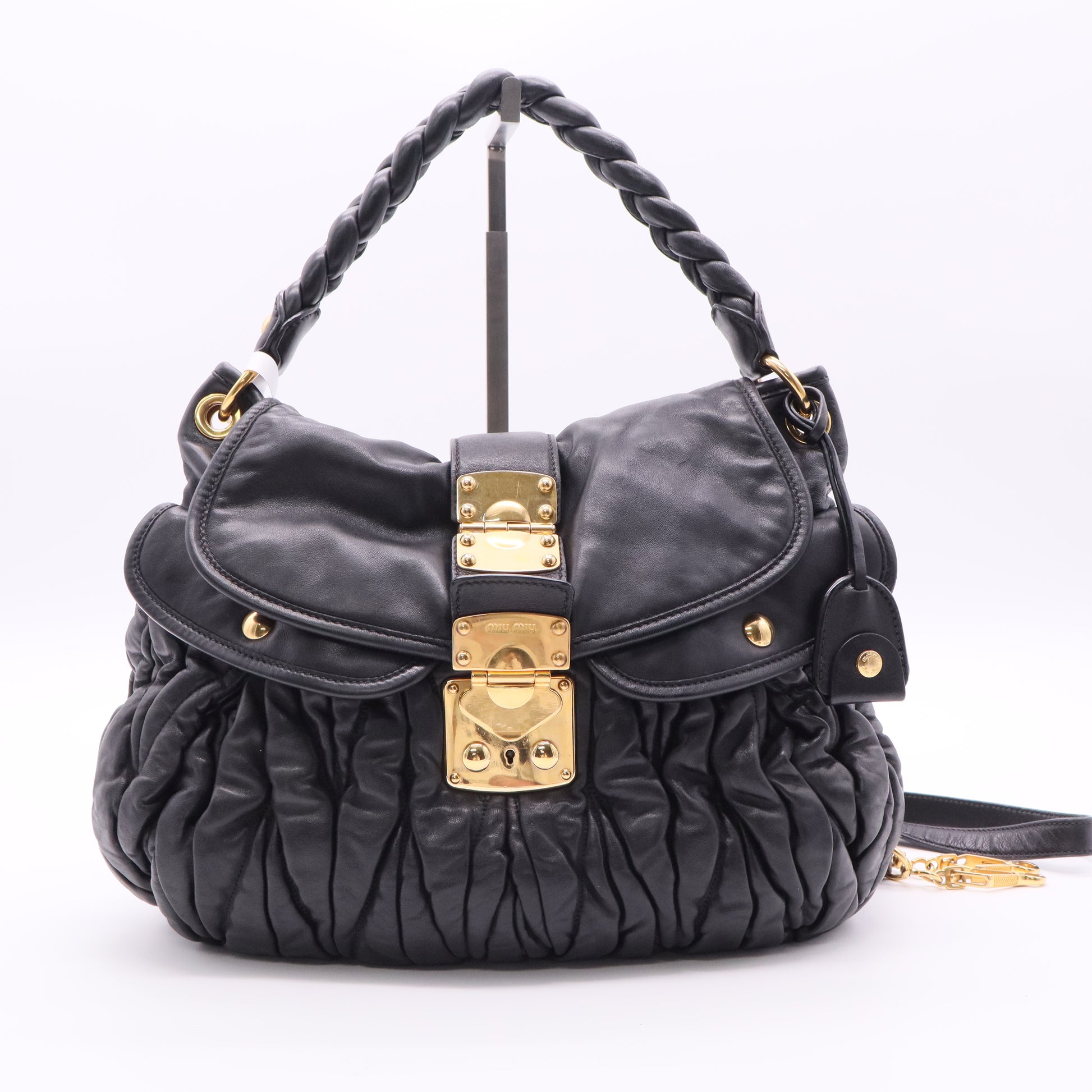Black Matelasse Lambskin Leather Coffer Hobo Bag twins