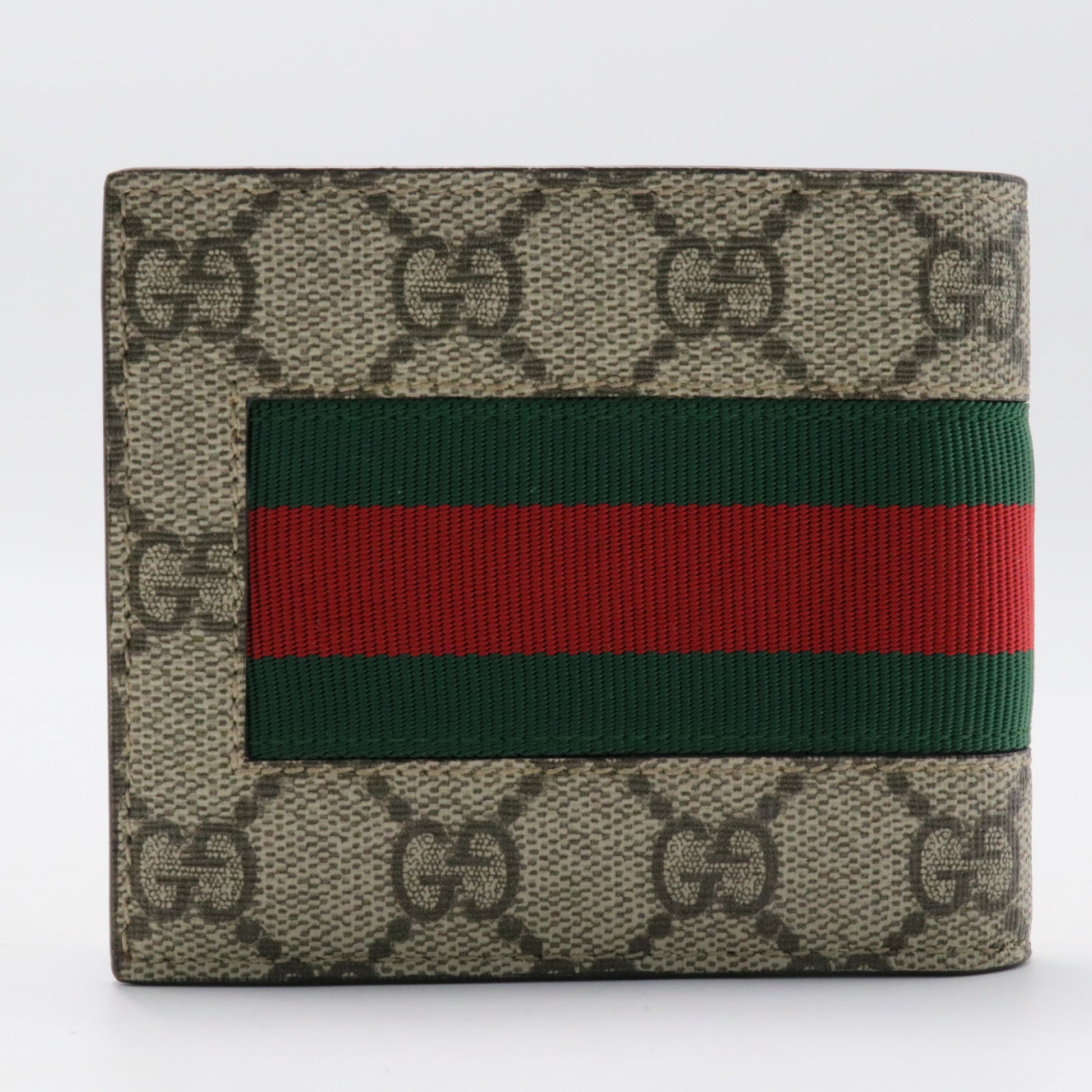 Gucci Beige GG Supreme Bee Web Bifold Wallet