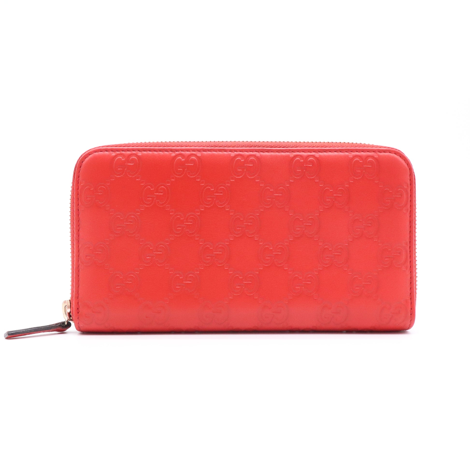 Gucci Red Guccissima Leather Zip Around Wallet W20916