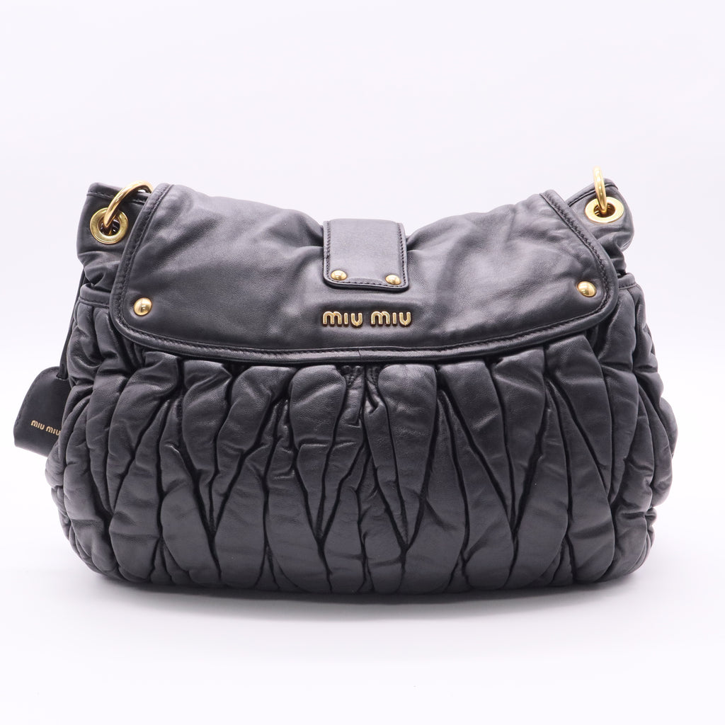 Black Matelasse Lambskin Leather Coffer Hobo Bag twins