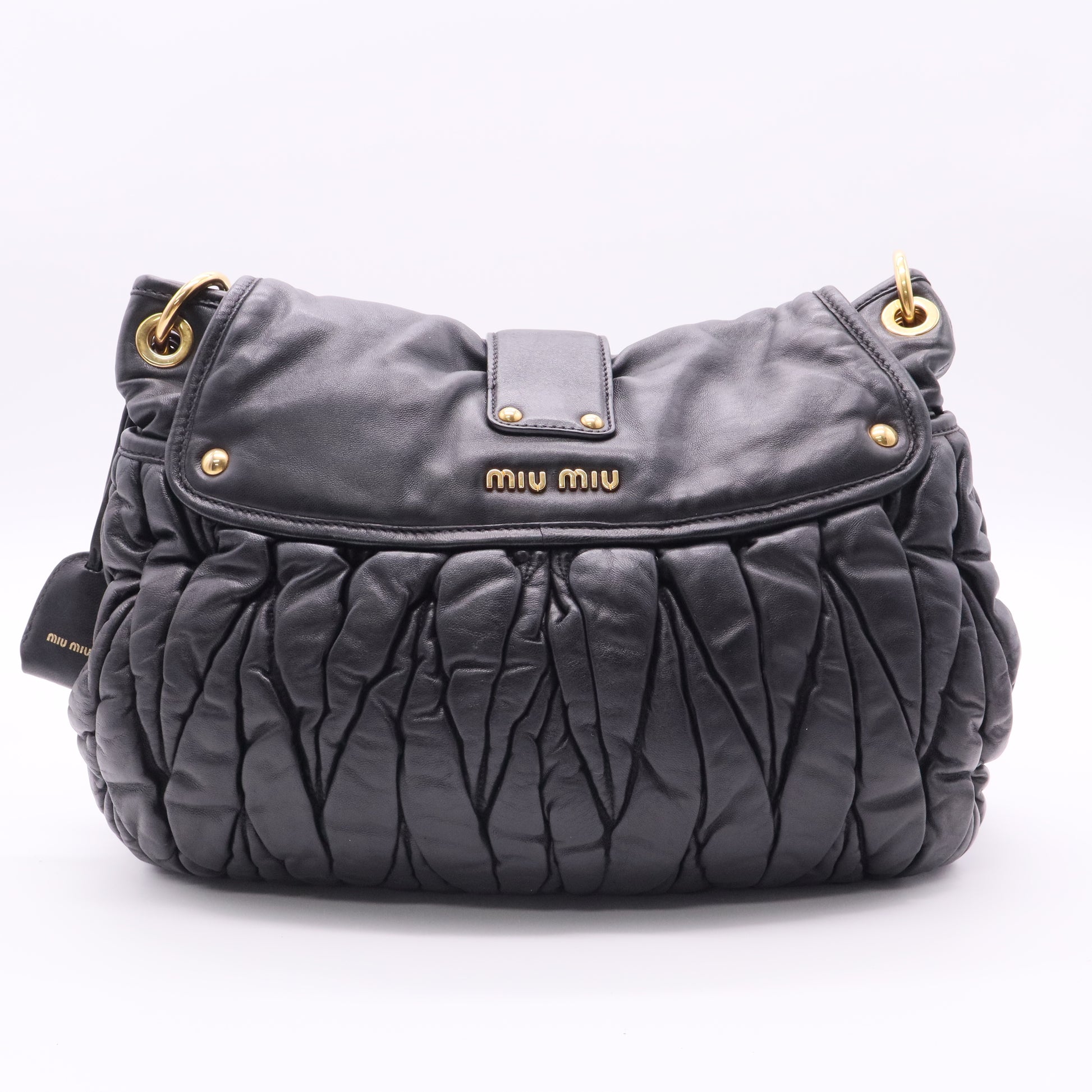 Black Matelasse Lambskin Leather Coffer Hobo Bag twins