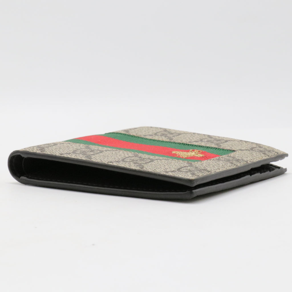 Gucci Beige GG Supreme Bee Web Bifold Wallet