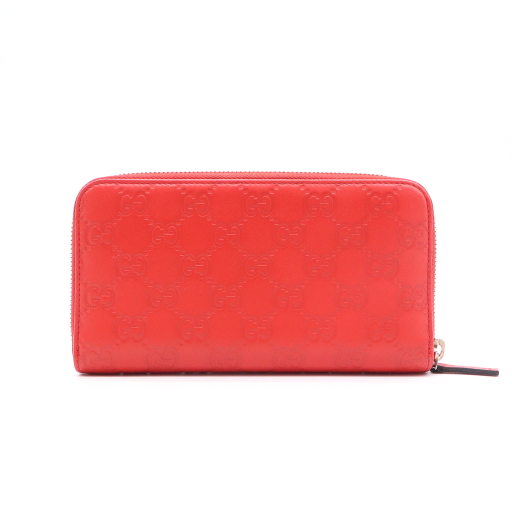 Gucci Red Guccissima Leather Zip Around Wallet W20916