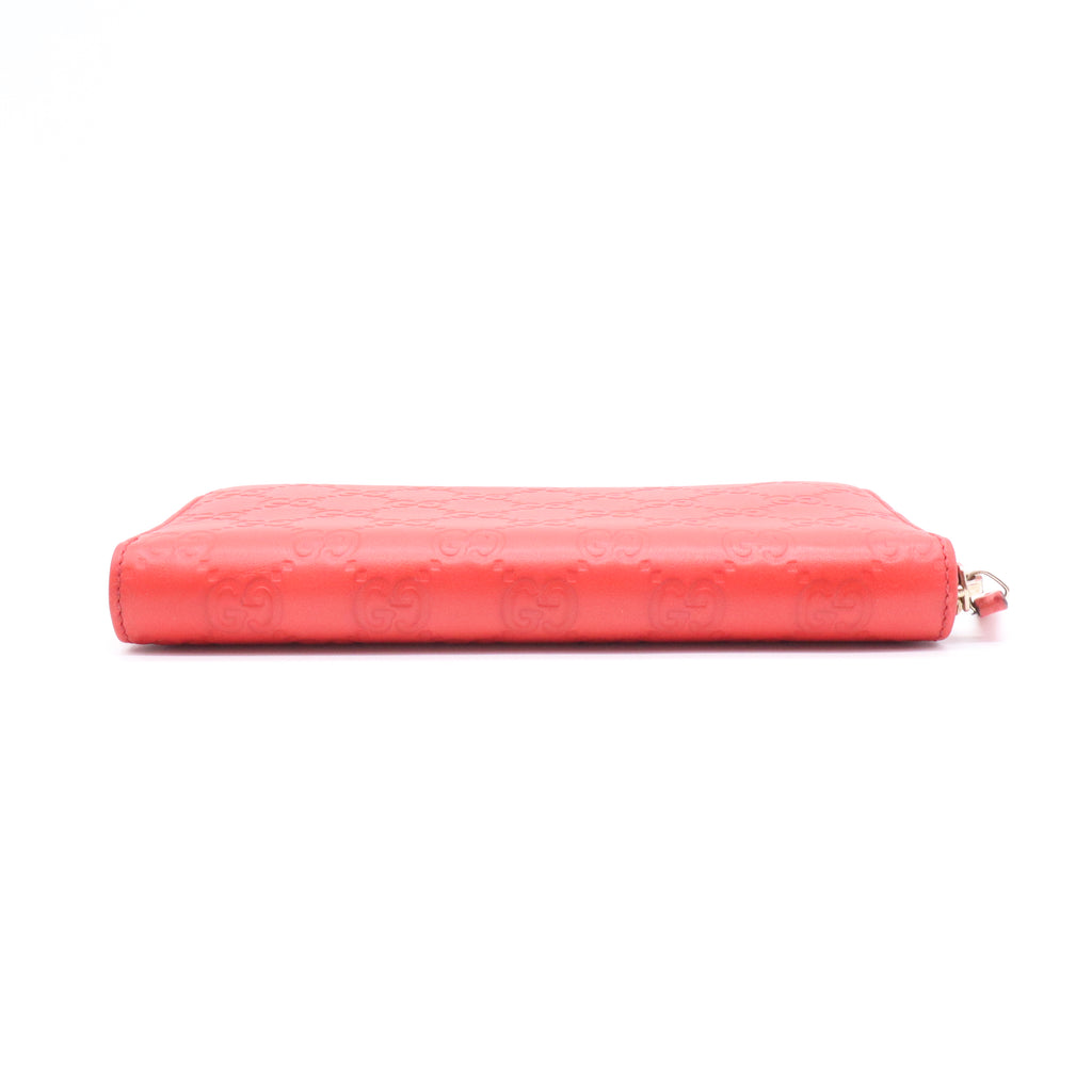 Gucci Red Guccissima Leather Zip Around Wallet W20916
