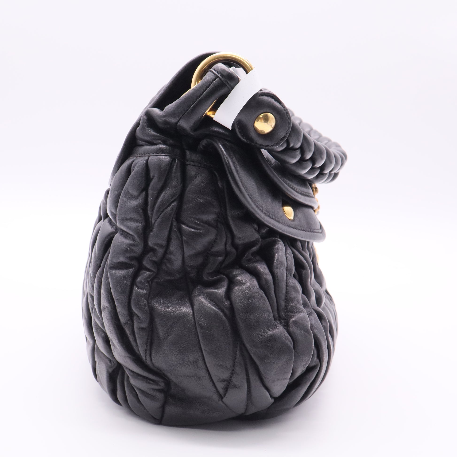 Black Matelasse Lambskin Leather Coffer Hobo Bag twins