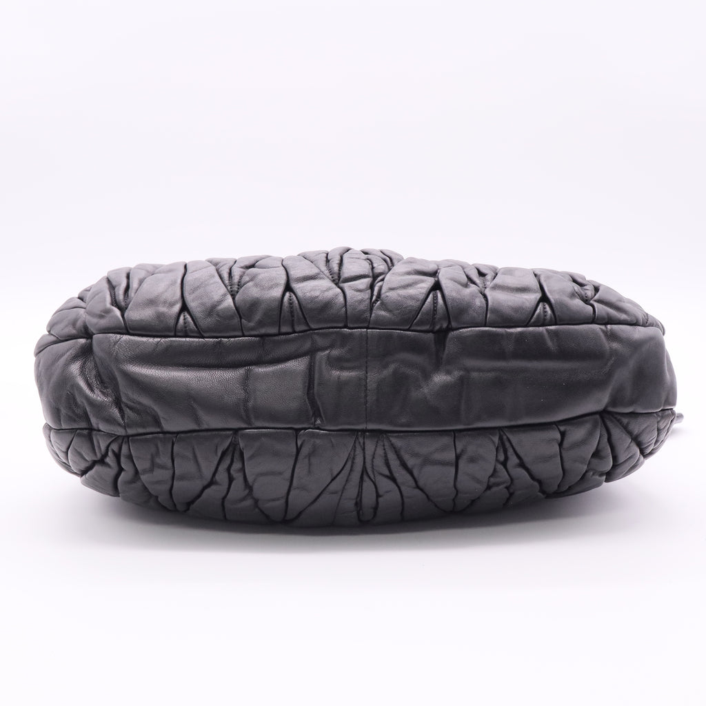 Black Matelasse Lambskin Leather Coffer Hobo Bag twins