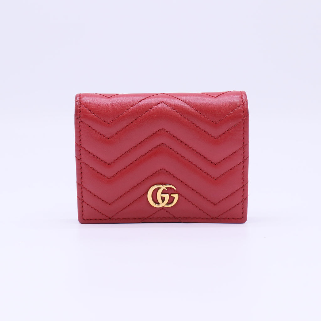 Gucci GG Marmont Card Case Wallet Red W22362