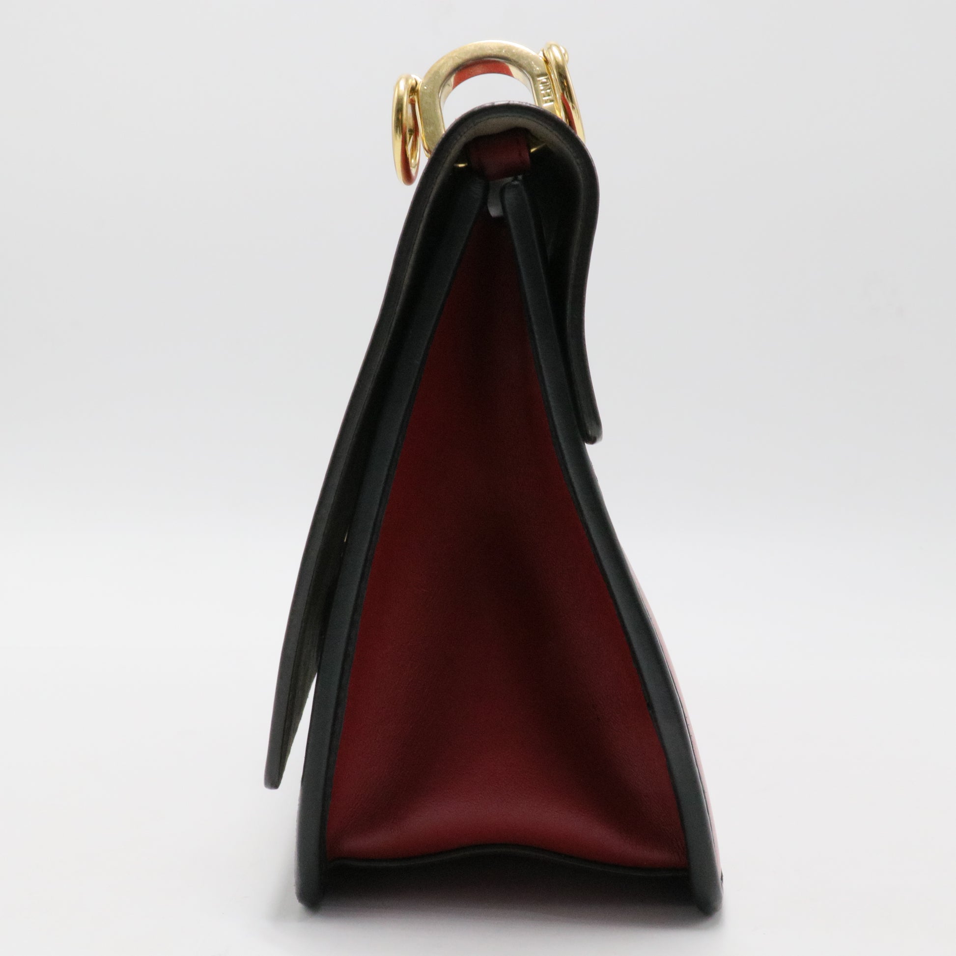 Kan I F Shoulder Bag Leather with Zucca Embossed Detail Medium